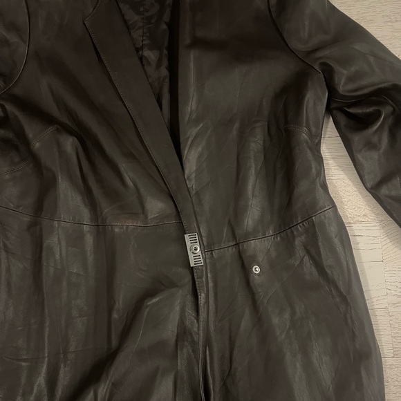 Brown Soft Lined Leather 90s Trench - Picture 6 of 6